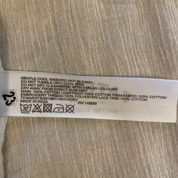 Fat Face Beachwear 100% Cotton Boho Popover Peasant Gauze White Top‎ -Size 10 - Picture 16 of 16